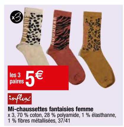 mi-chaussettes fantaisies femme influx