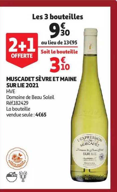 muscadet sèvre et maine sur lie 2021 hve domaine de beau soleil
