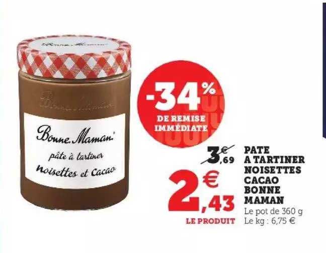 pâte à tartiner noisettes cacao bonne maman