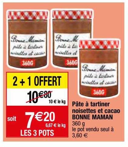 pâte à tartiner noisettes et cacao bonne maman