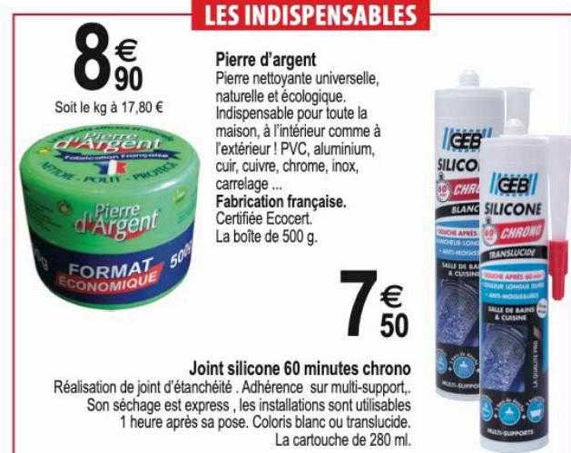 pierre d'argent, joint silicone 60 minutes chrono