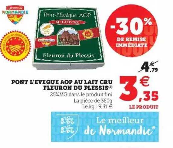pont l'évêque aop au lait cru fleuron du plessis