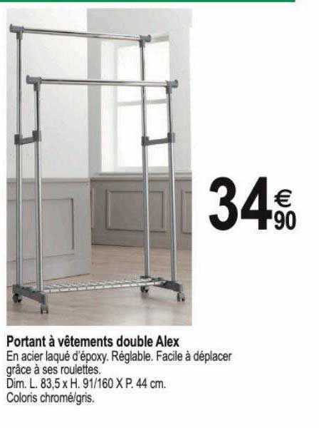 portant à vêtement double alex