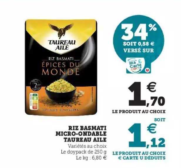 Riz Basmati Micro-ondable Taureau Ailé