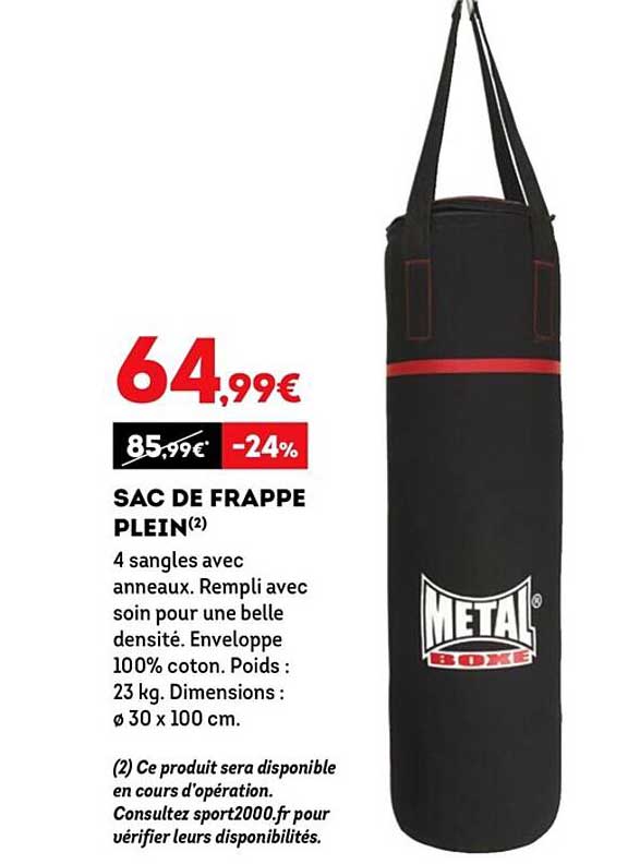 sac de frappe plein métal boxe