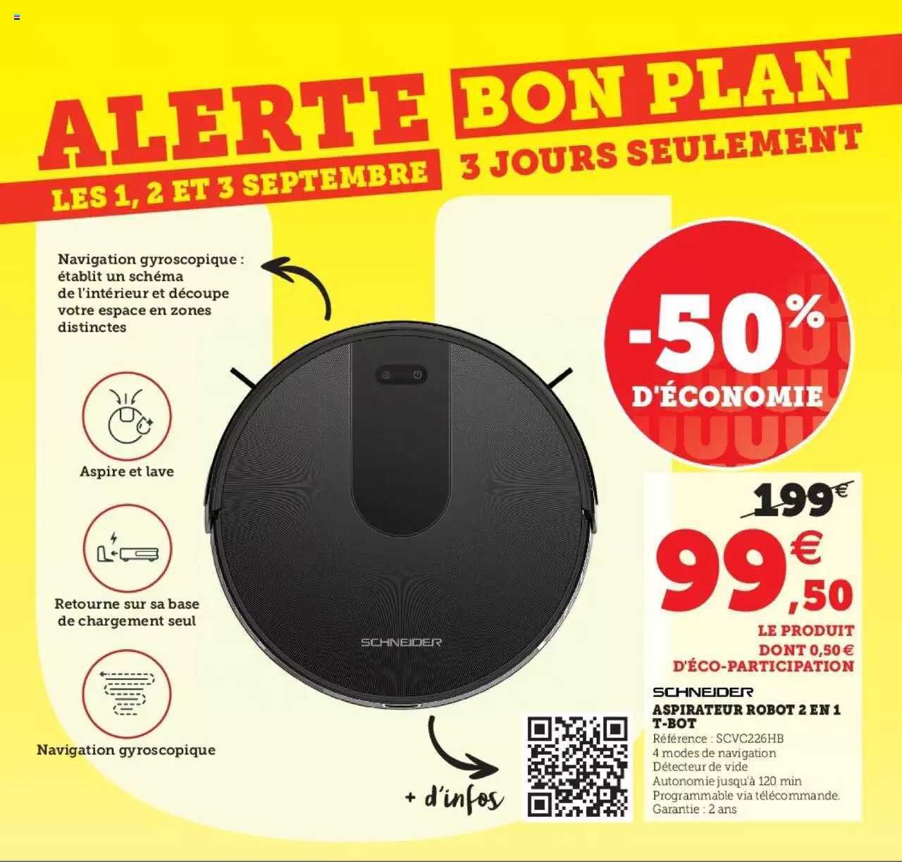 schneider aspirateur robot 2en1 t-bot