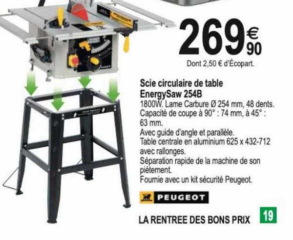 scie circulaire de table energysaw 254b peugeot