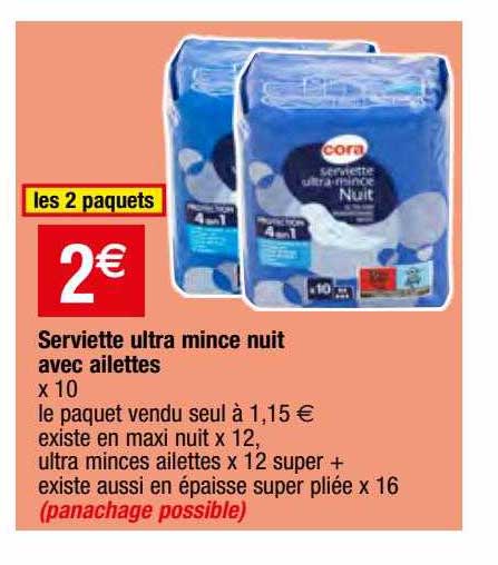 serviette ultra mince nuit avec ailettes cora
