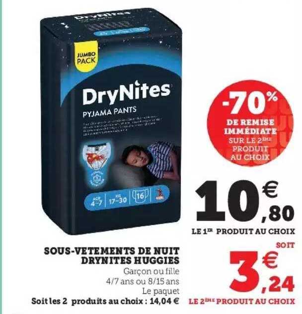 sous-vêtements de nuit drynites huggies