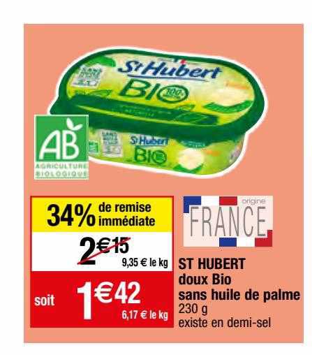 st hubert doux bio sans huile de palme