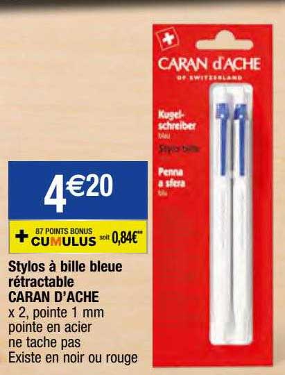 stylos à bille bleue rétractable caran d'ache