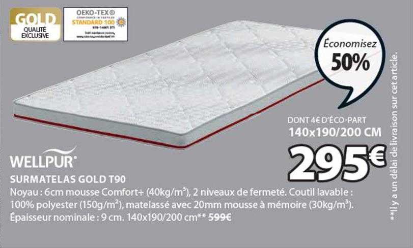 surmatelas gold t90