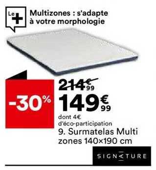 surmatelas multi zones 140 x 190 cm signature