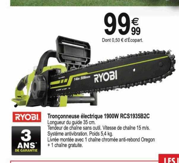 tronçonneuse électrique 1900w rcs1935b2c ryobi
