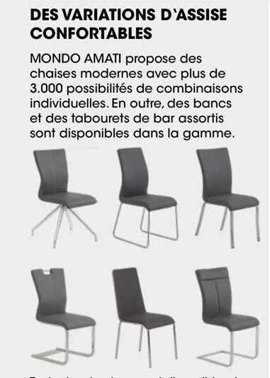 des variations d'assise confortables
