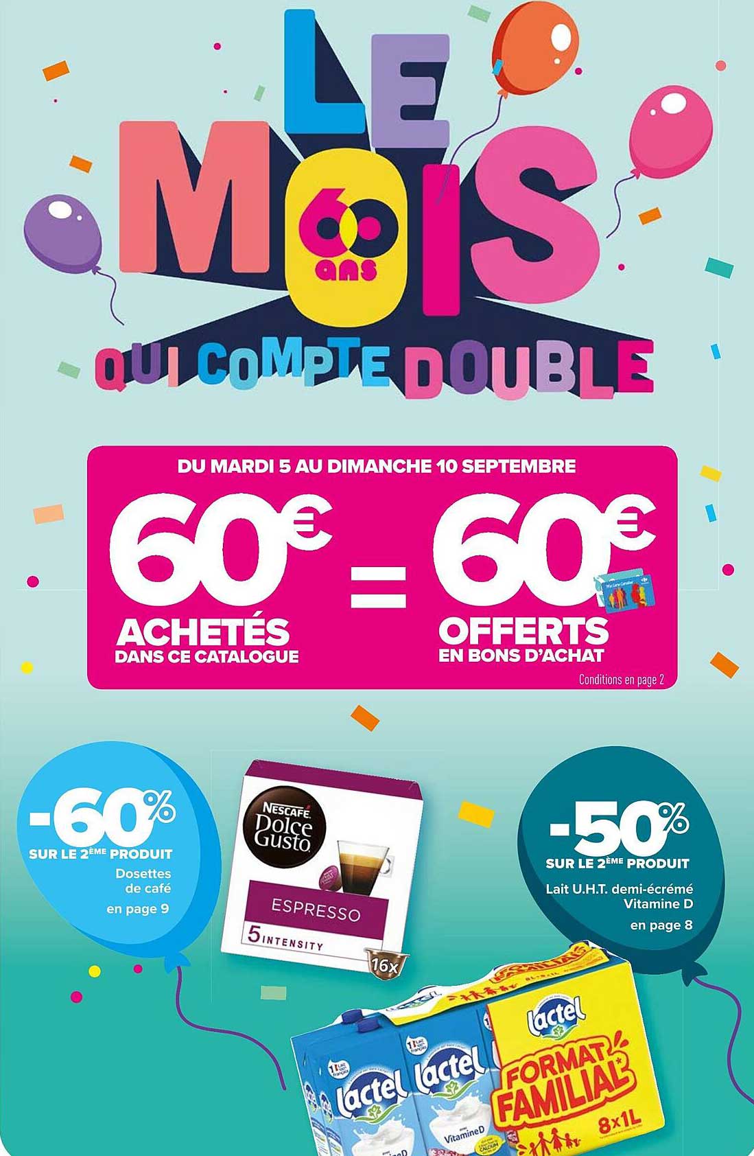 dosettes de café, lait u.h.t. demi-écrémé vitamine d