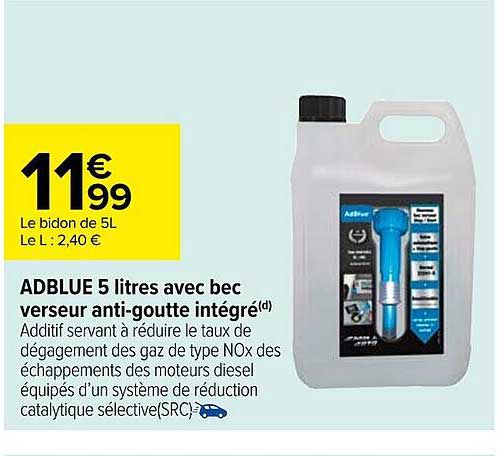 adblue 5 litres avec bec verseur anti-goutte intégré