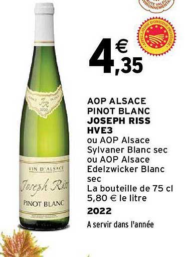 aop alsace pinot blanc joseph riss hve3 2022