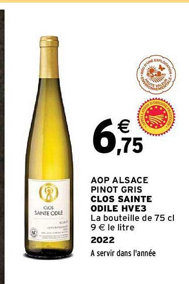 aop alsace pinot gris clos sainte odile hve3 2022