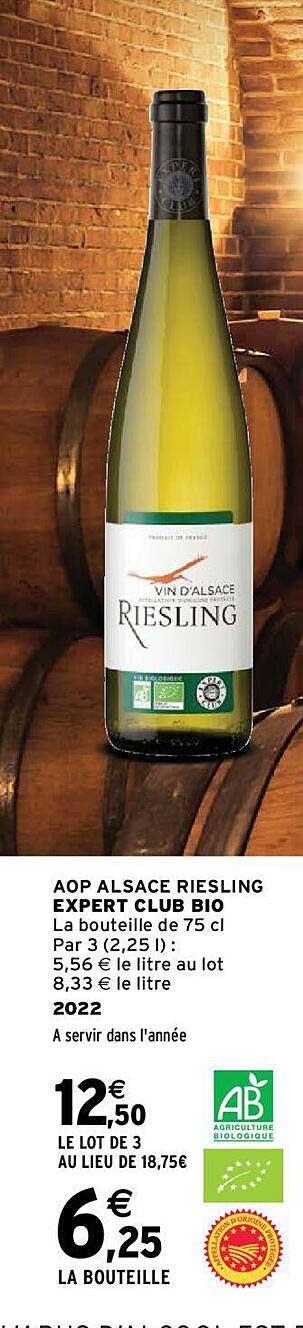 Aop Alsace Riesling Expert Club Bio 2022