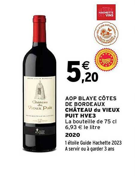 aop blaye côtes de bordeaux château du vieux puit hve3 2020