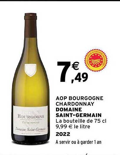 aop bourgogne chardonnay domaine saint-germain 2022