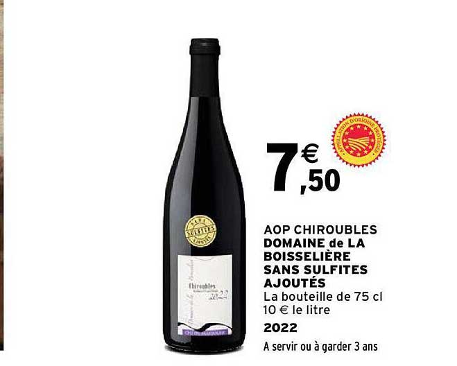 aop chiroubles domaine de la boisselière sans sulfites ajoutés 2022