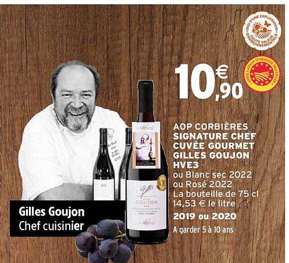 aop corbières signature chef cuvée gourmet gilles goujon hve3 2019 ou 2020