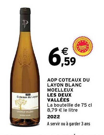 Aop Côteaux Du Layon Blanc Moelleux Les Deux Vallées 2022