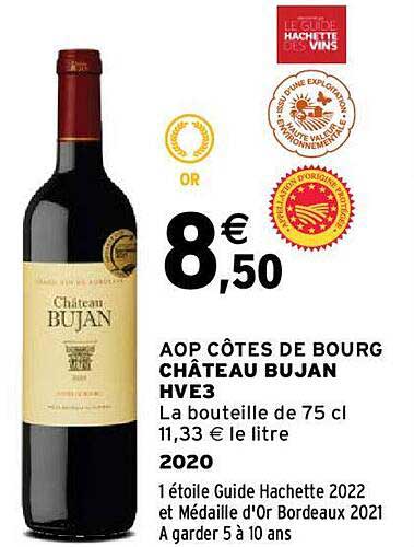 aop côtes de bourg château bujan hve3 2020