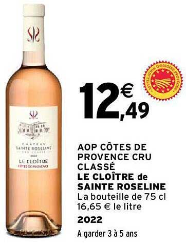 aop côtes de provence cru classé le cloître de sainte roseline 2022