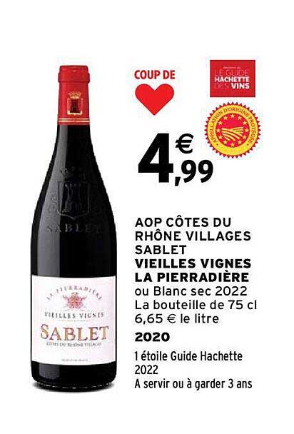 aop côtes du rhône villages sablet vieilles vignes la pierradière 2020