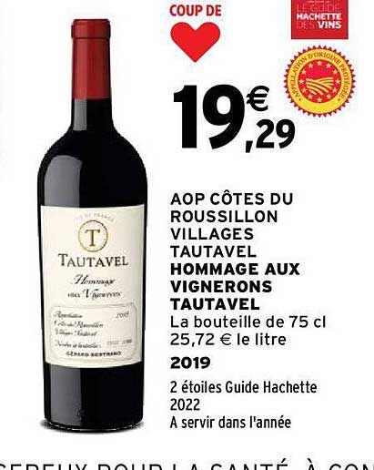 aop côtes du roussillon villages tautavel hommage aux vignerons tautavel 2019