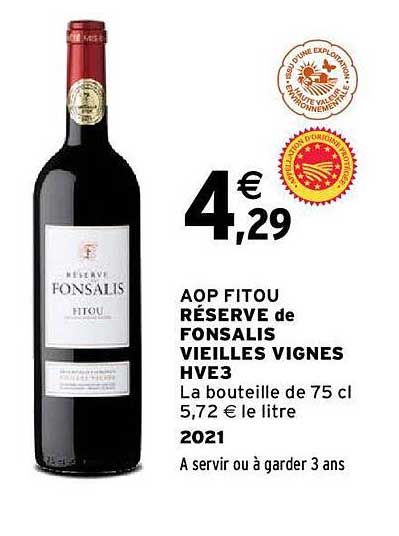 aop fitou réserve de fonsalis vieilles vignes hve3 2021