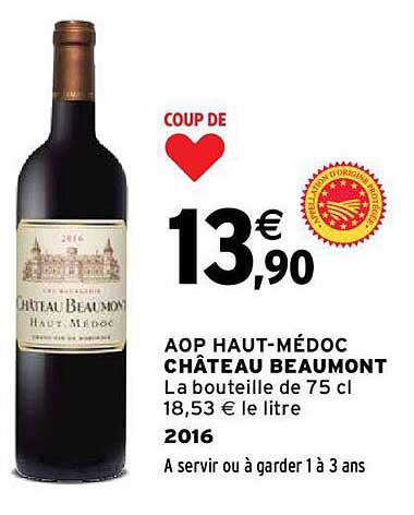 aop haut-médoc château beaumont 2016