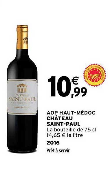 aop haut-médoc château saint-paul 2016
