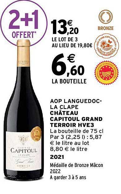 aop languedoc-la clape château capitoul grand terroir hve3 2021