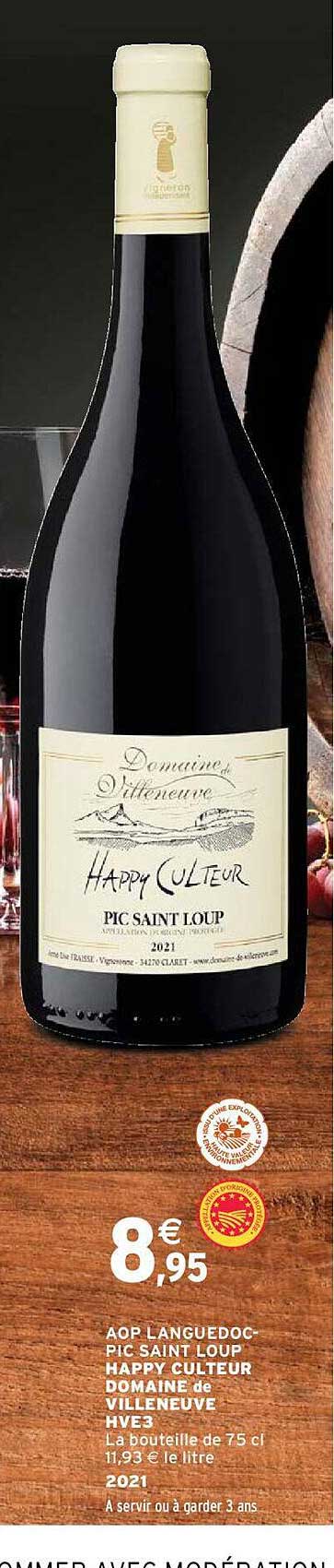 aop languedoc pic saint loup happy culteur domaine de villeneuve hve3 2021
