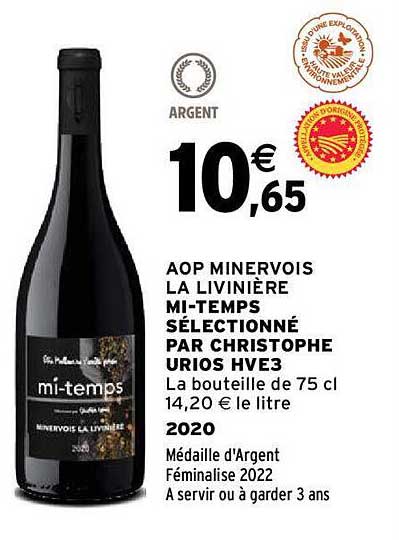 aop minervois la livinière mi-temps sélectionné par christophe urios hve3 2020