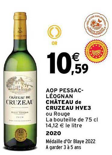 aop pessac-léognan château de cruzeau hve3 2020