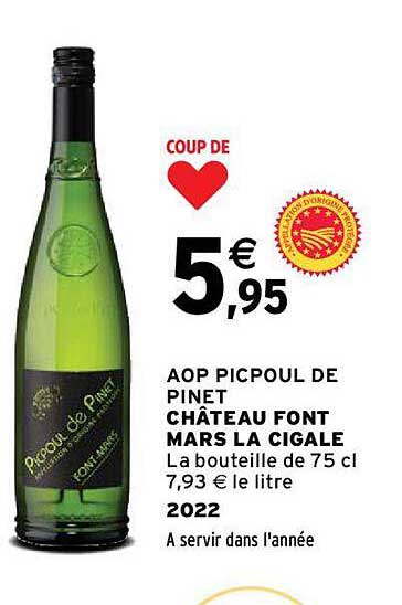 aop picpoul de pinet château font mars la cigale 2022