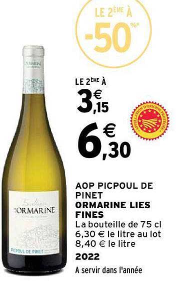 aop picpoul de pinet ormarine lies fines 2022