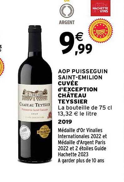 aop puisseguin-saint-émilion cuvée d'exception château teyssier 2019
