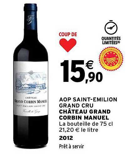 aop saint-émilion grand cru château grand corbin manuel 2012