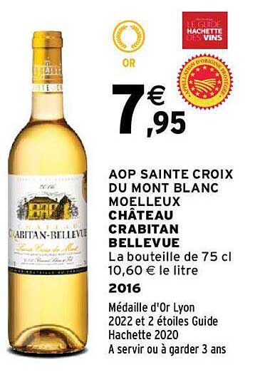 aop sainte croix du mont blanc moelleux château crabitan bellevue 2016