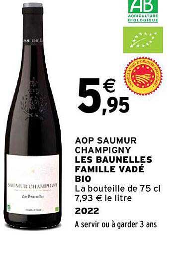 aop saumur champigny les baunelles famille vadé bio 2022