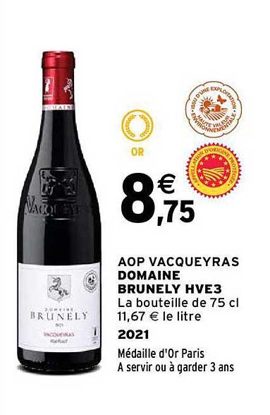 aop vacqueyras domaine brunely hve3 2021