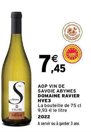 Aop Vin De Savoie Abymes Domaine Ravier Hve3 2022
