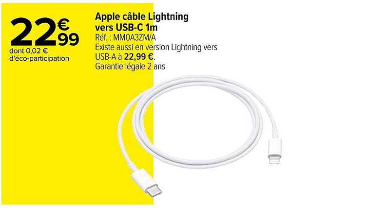 apple câble lightining vers usb-c 1 m