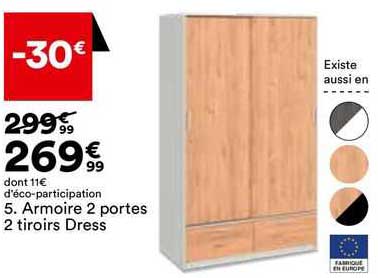 armoire 2 portes 2 tiroirs dress